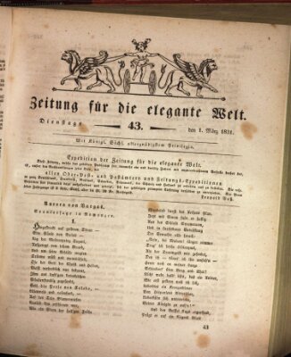 Zeitung für die elegante Welt Dienstag 1. März 1831