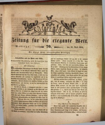 Zeitung für die elegante Welt Montag 11. April 1831