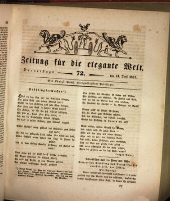Zeitung für die elegante Welt Donnerstag 14. April 1831