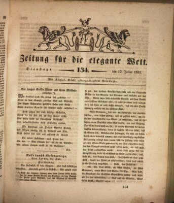 Zeitung für die elegante Welt Dienstag 12. Juli 1831