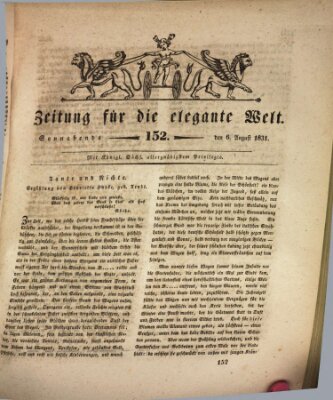 Zeitung für die elegante Welt Samstag 6. August 1831
