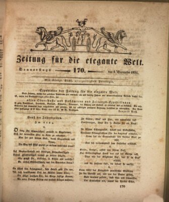 Zeitung für die elegante Welt Donnerstag 1. September 1831