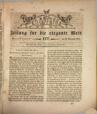 Zeitung für die elegante Welt Samstag 10. September 1831