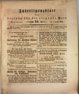 Zeitung für die elegante Welt Dienstag 4. Oktober 1831