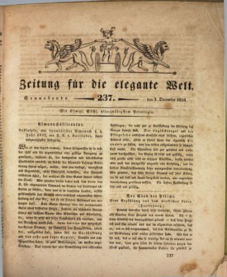 Zeitung für die elegante Welt Samstag 3. Dezember 1831