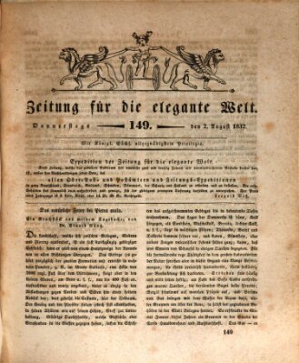 Zeitung für die elegante Welt Donnerstag 2. August 1832
