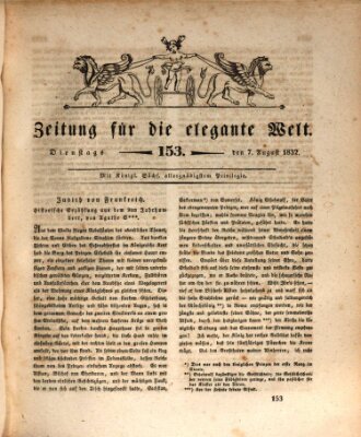 Zeitung für die elegante Welt Dienstag 7. August 1832
