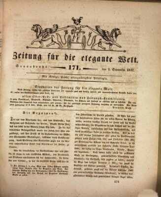 Zeitung für die elegante Welt Samstag 1. September 1832