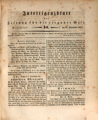 Zeitung für die elegante Welt Dienstag 11. September 1832