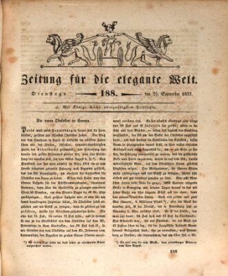 Zeitung für die elegante Welt Dienstag 25. September 1832