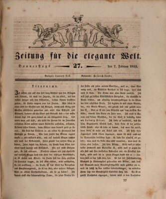 Zeitung für die elegante Welt Donnerstag 7. Februar 1833