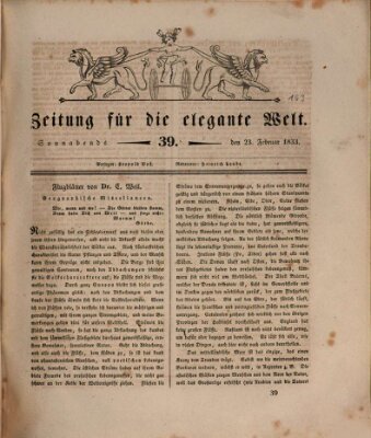 Zeitung für die elegante Welt Samstag 23. Februar 1833