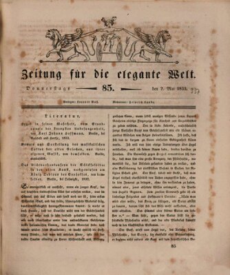 Zeitung für die elegante Welt Donnerstag 2. Mai 1833