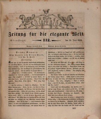 Zeitung für die elegante Welt Dienstag 11. Juni 1833