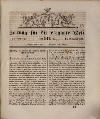 Zeitung für die elegante Welt Dienstag 30. Juli 1833