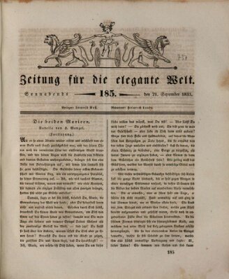 Zeitung für die elegante Welt Samstag 21. September 1833