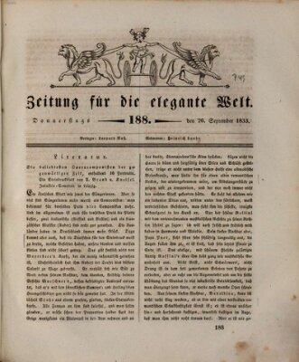 Zeitung für die elegante Welt Donnerstag 26. September 1833