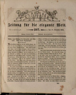 Zeitung für die elegante Welt Dienstag 17. Dezember 1833