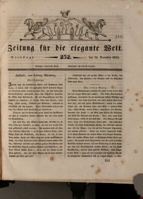 Zeitung für die elegante Welt Dienstag 24. Dezember 1833