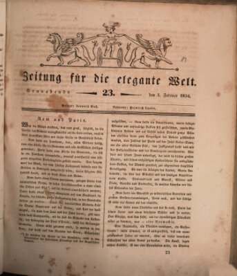 Zeitung für die elegante Welt Samstag 1. Februar 1834
