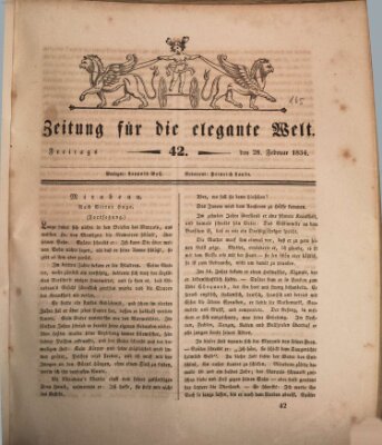 Zeitung für die elegante Welt Freitag 28. Februar 1834