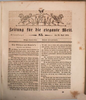 Zeitung für die elegante Welt Dienstag 29. April 1834