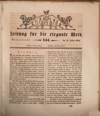 Zeitung für die elegante Welt Samstag 26. Juli 1834