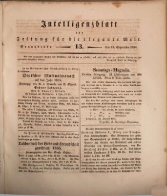 Zeitung für die elegante Welt Samstag 13. September 1834
