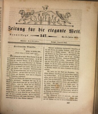 Zeitung für die elegante Welt Donnerstag 30. Juli 1835