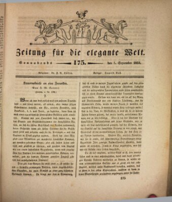 Zeitung für die elegante Welt Samstag 5. September 1835