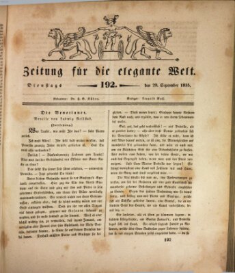 Zeitung für die elegante Welt Dienstag 29. September 1835