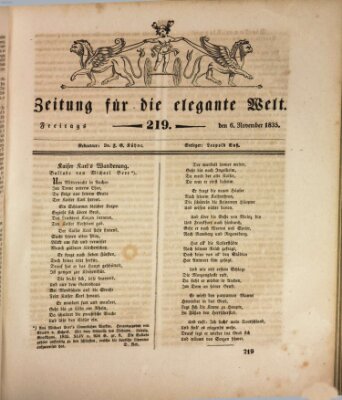 Zeitung für die elegante Welt Freitag 6. November 1835