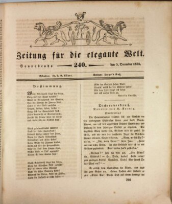 Zeitung für die elegante Welt Samstag 5. Dezember 1835