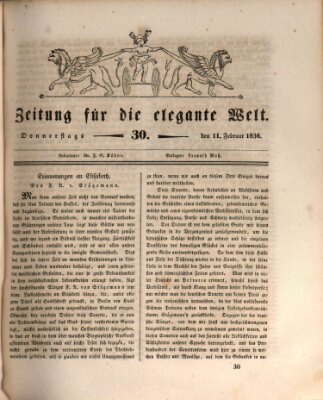 Zeitung für die elegante Welt Donnerstag 11. Februar 1836