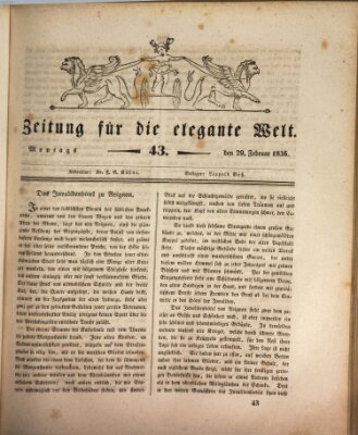 Zeitung für die elegante Welt Montag 29. Februar 1836