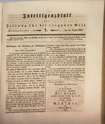 Zeitung für die elegante Welt Samstag 13. August 1836