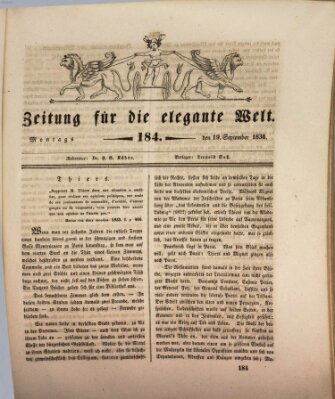 Zeitung für die elegante Welt Montag 19. September 1836