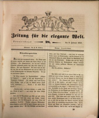 Zeitung für die elegante Welt Donnerstag 9. Februar 1837