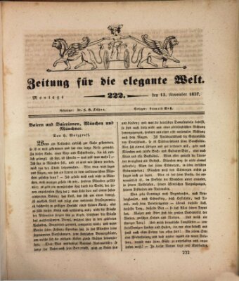 Zeitung für die elegante Welt Montag 13. November 1837