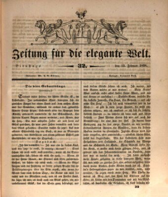 Zeitung für die elegante Welt Dienstag 13. Februar 1838
