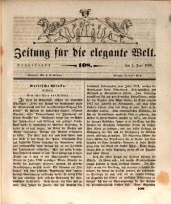 Zeitung für die elegante Welt Samstag 2. Juni 1838
