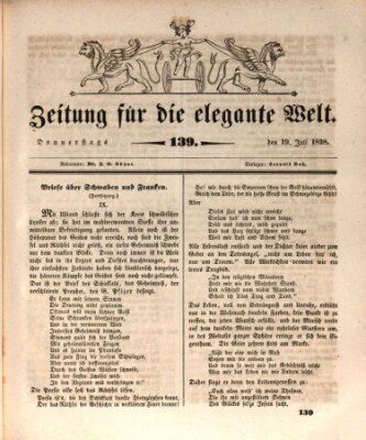 Zeitung für die elegante Welt Donnerstag 19. Juli 1838
