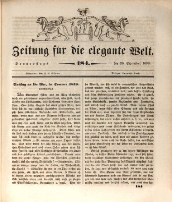 Zeitung für die elegante Welt Donnerstag 20. September 1838