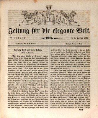 Zeitung für die elegante Welt Dienstag 2. Oktober 1838