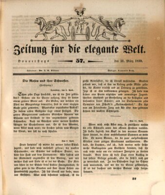 Zeitung für die elegante Welt Donnerstag 21. März 1839
