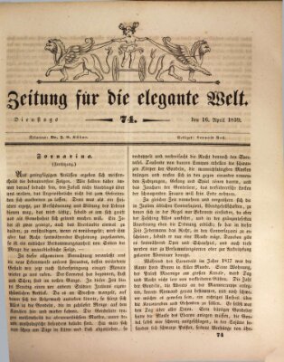Zeitung für die elegante Welt Dienstag 16. April 1839