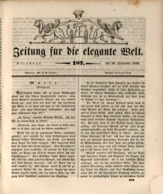 Zeitung für die elegante Welt Dienstag 24. September 1839
