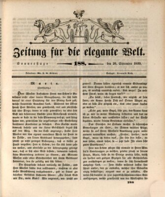 Zeitung für die elegante Welt Donnerstag 26. September 1839