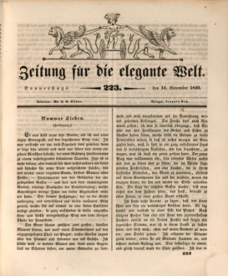 Zeitung für die elegante Welt Donnerstag 14. November 1839