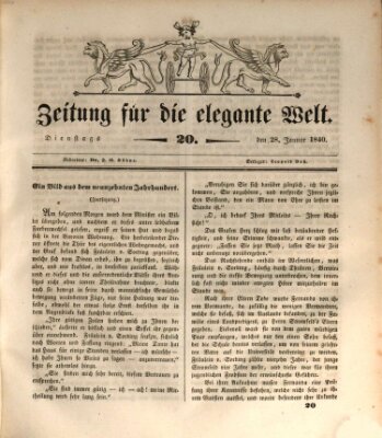 Zeitung für die elegante Welt Dienstag 28. Januar 1840